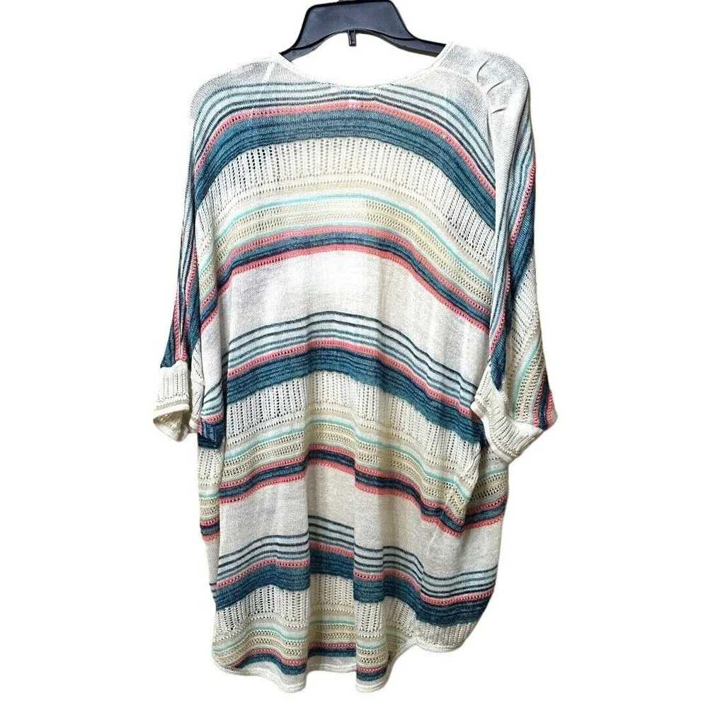 Say What? women’s Oversized knit lightweight Striped cardigan sweater Sz small